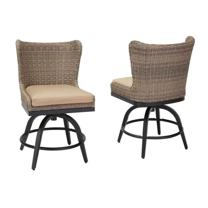 SAMUEL Set mobilier terasă/grădină, 4 scaune rotative bar și masă cu șemineu