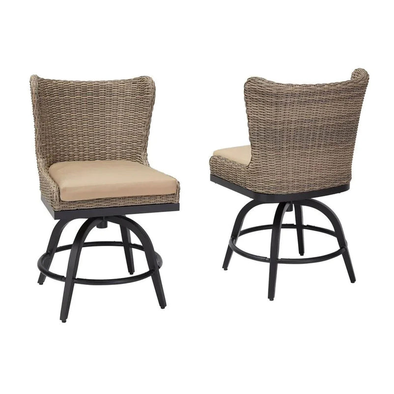 SAMUEL Set mobilier terasă/grădină, 4 scaune rotative bar și masă cu șemineu