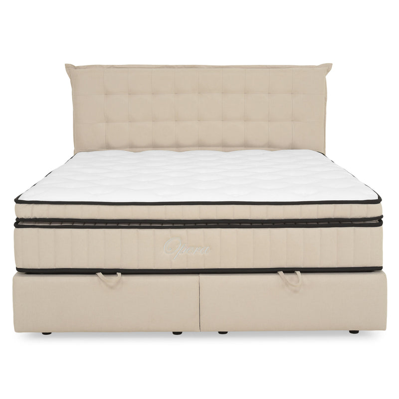 OPERA Pat tapițat, 160x200cm, somieră rabatabilă, ladă și saltea incluse