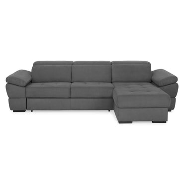 NADINE Colțar extensibil cu șezlong stânga/dreapta, tetiere și brațe reglabile, stofă