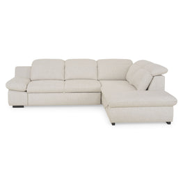 DAMIAN Colțar extensibil, șezlong stânga/dreapta, mecanism tetiere și braț, spațiu depozitare inclus, stofă