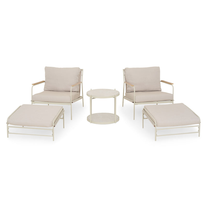 ERIS Set mobilier terasă/grădină, 2 fotolii, 2 taburete și măsuță