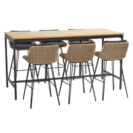 TAVERNE Set mobilier terasă/grădină, 6 scaune și masă bar