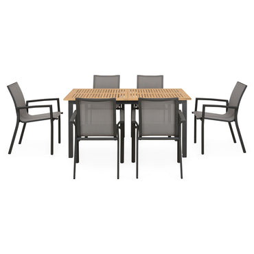 MARCUS/SILVIE Set mobilier terasă/grădină, 6 scaune și masă extensibilă