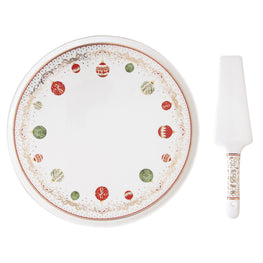 CHRISTMAS EVE Set platou tort cu spatulă, porțelan, D.32cm