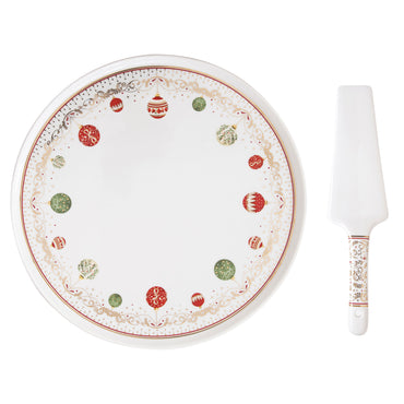 CHRISTMAS EVE Set platou tort cu spatulă, porțelan, D.32cm