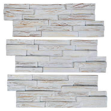 WOOD DECOR Set 10 panouri perete Silver Wave