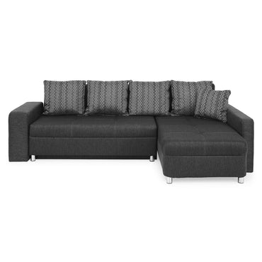 CINZA Colțar extensibil cu șezlong interschimbabil, stofă