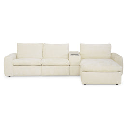NEW JERSEY Colțar cu șezlong electric stânga/dreapta, 1 recliner electric, tetiere reglabile, USB, consolă depozitare, stofă