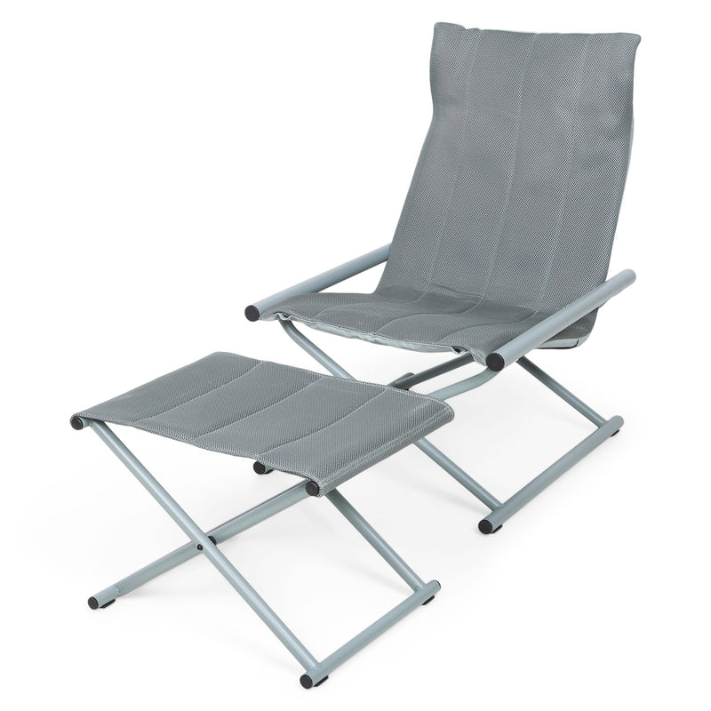 TELAVI Set mobilier terasă/grădină, fotoliu și taburet