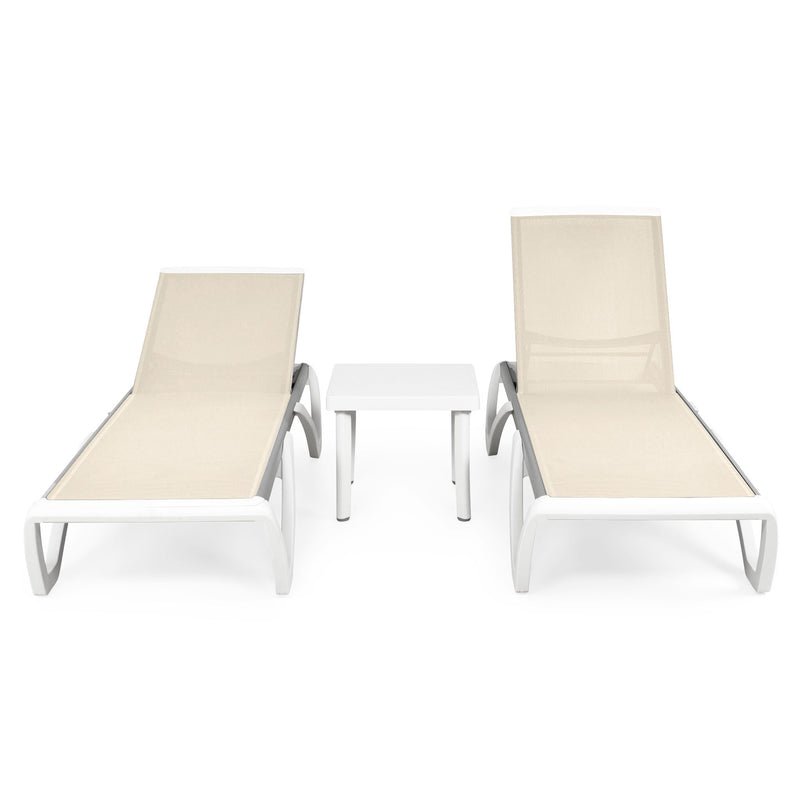 YATI Set mobilier terasă/grădină, 2 șezlonguri și măsuță