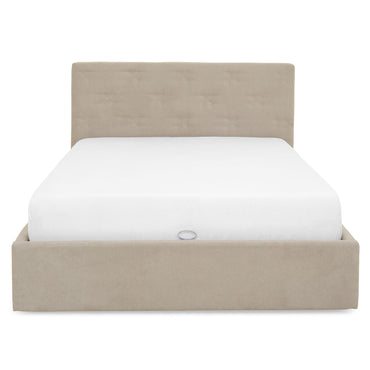 ERZEN Pat tapițat, 140x200cm, somieră rabatabilă și ladă depozitare incluse