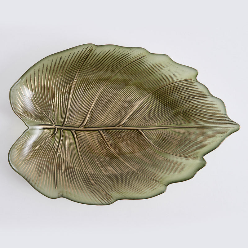 ELM LEAF Platou, sticlă, L.37cm