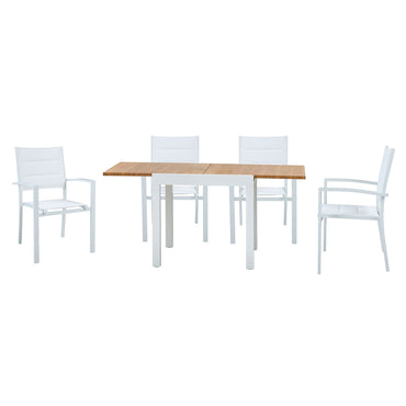 DRESDEN Set mobilier terasă/grădină, 4 scaune și masă extensibilă