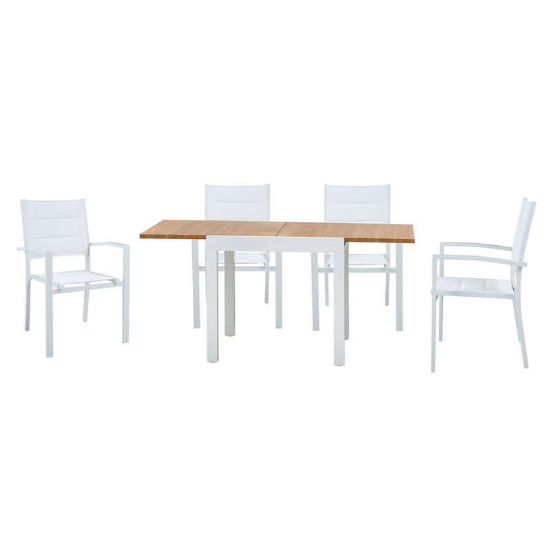 DRESDEN Set mobilier terasă/grădină, 4 scaune și masă extensibilă