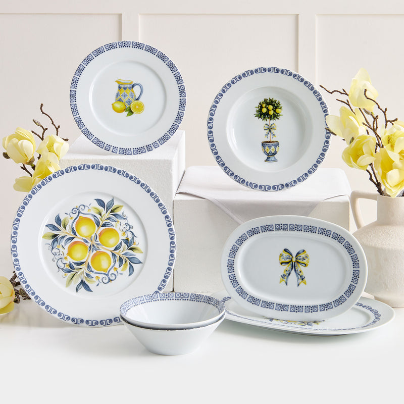 LEMONS Set veselă, porțelan, 24 piese