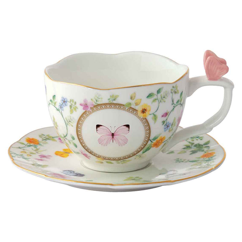 DANCING BUTTERFLIES Ceașcă și farfurioară, porțelan, 240ml