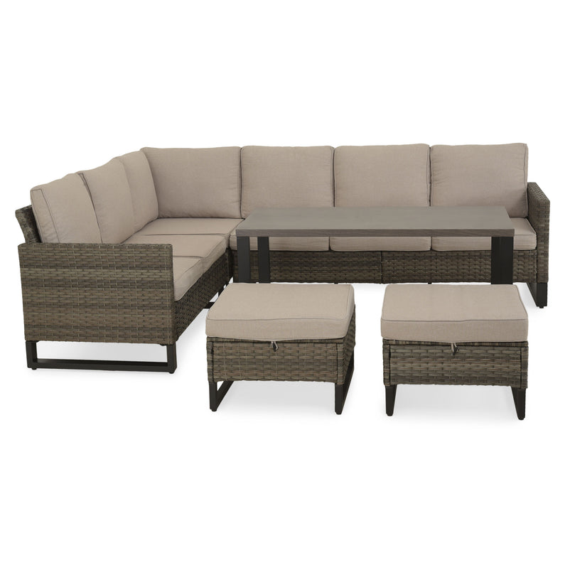 STOKE Set mobilier terasă/grădină, 2 taburete, 2 canapele și măsuță