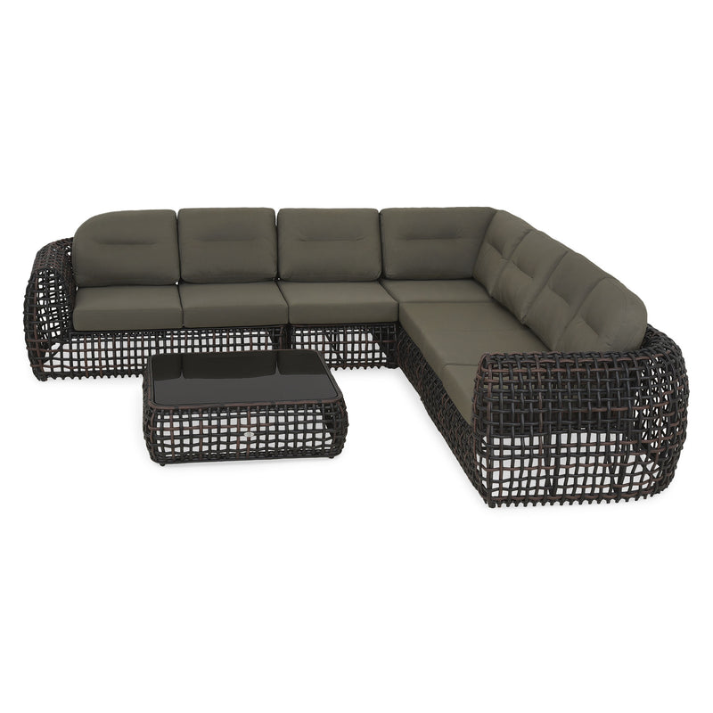 DINASTY Set mobilier terasă/grădină, colțar 5 piese și măsuță