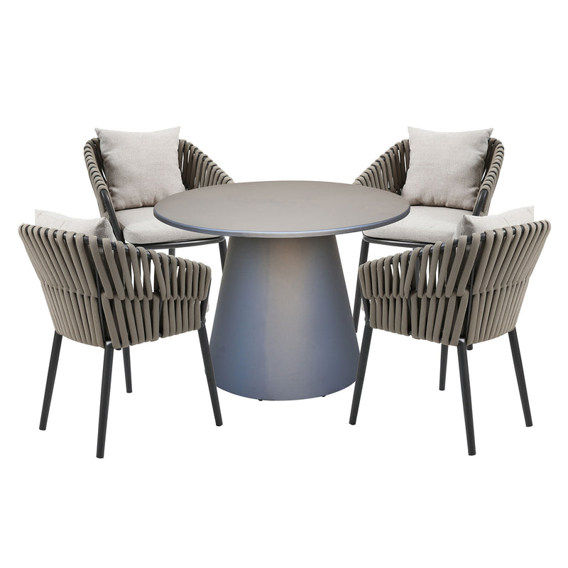 NICOSIA Set mobilier terasă/grădină, 4 scaune și masă