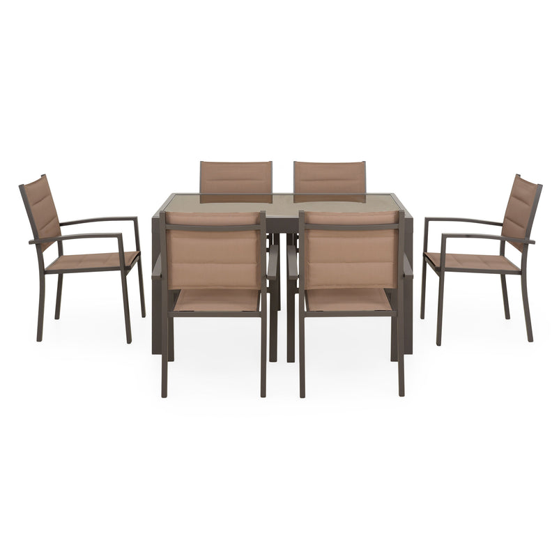 LUCCA Set mobilier terasă/grădină, 6 scaune și masă extensibilă