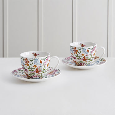 BOTANICAL Set 2 ceșcuțe și farfurioare, porțelan, 260ml