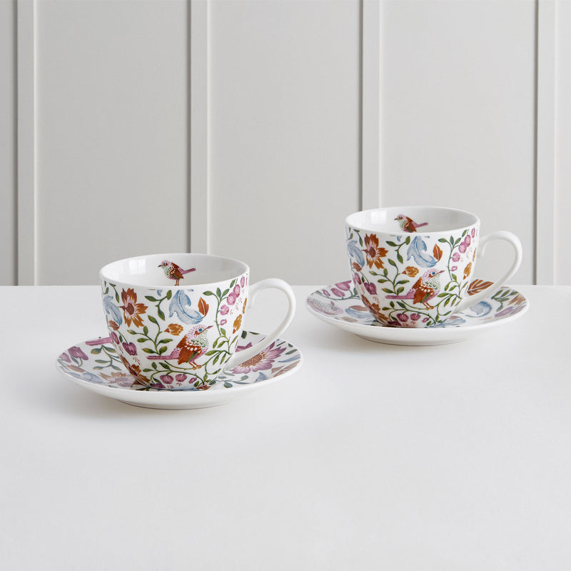 BOTANICAL Set 2 ceșcuțe și farfurioare, porțelan, 260ml