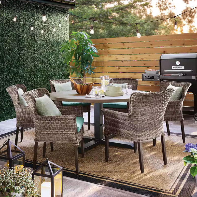 LUCAS Set mobilier terasă/grădină, 6 scaune și masă