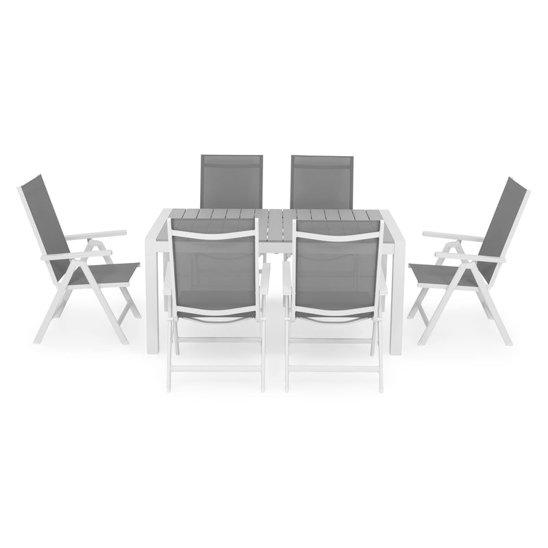 ENCORE/MALITO Set mobilier gradina/terasa, 6 scaune cu spatar reglabil și masă extensibilă