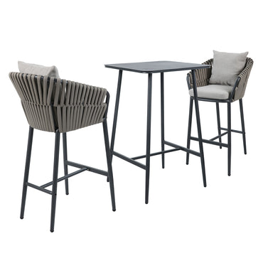 NICOSIA Set mobilier terasă/grădină, 2 scaune bar și masă