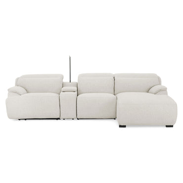 ELDORA Colțar cu sezlong stânga/dreapta, 1 recliner electric, mecanism tetiere, consolă, stofă