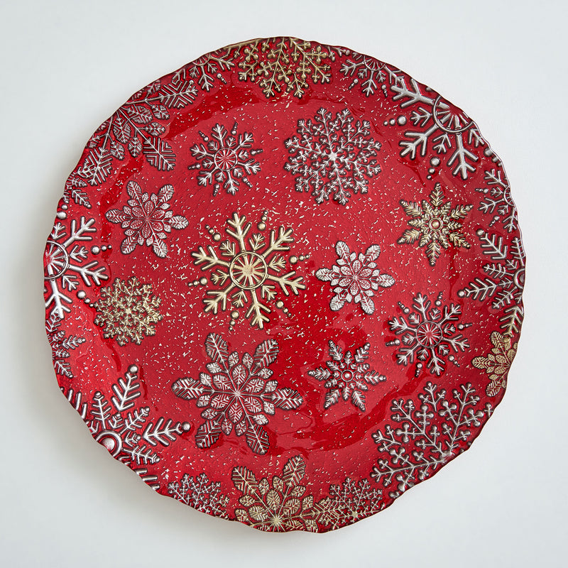 SNOW Platou, sticlă, D.33cm