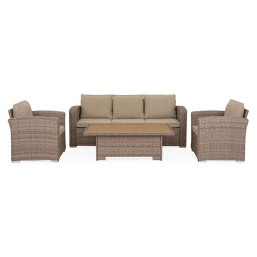 NORWICH Set mobilier terasă/grădină, 2 fotolii, canapea și măsuță reglabilă