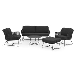 BERLIN Set mobilier terasă/grădină, 2 fotolii, taburet, canapea și măsuță