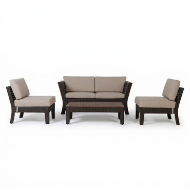 TYLER Set mobilier terasă/grădină, 2 fotolii, canapea și măsuță