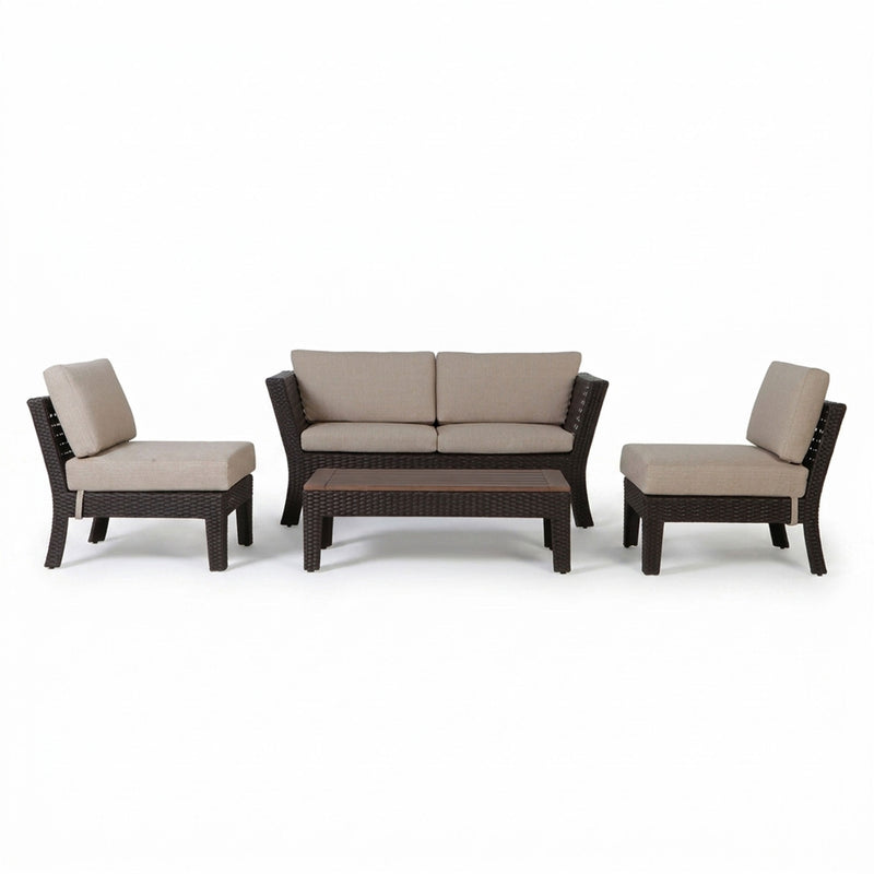 TYLER Set mobilier terasă/grădină, 2 fotolii, canapea și măsuță