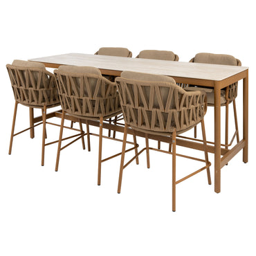 BIARRITZ Set mobilier terasă/grădină, 6 scaune și masă bar