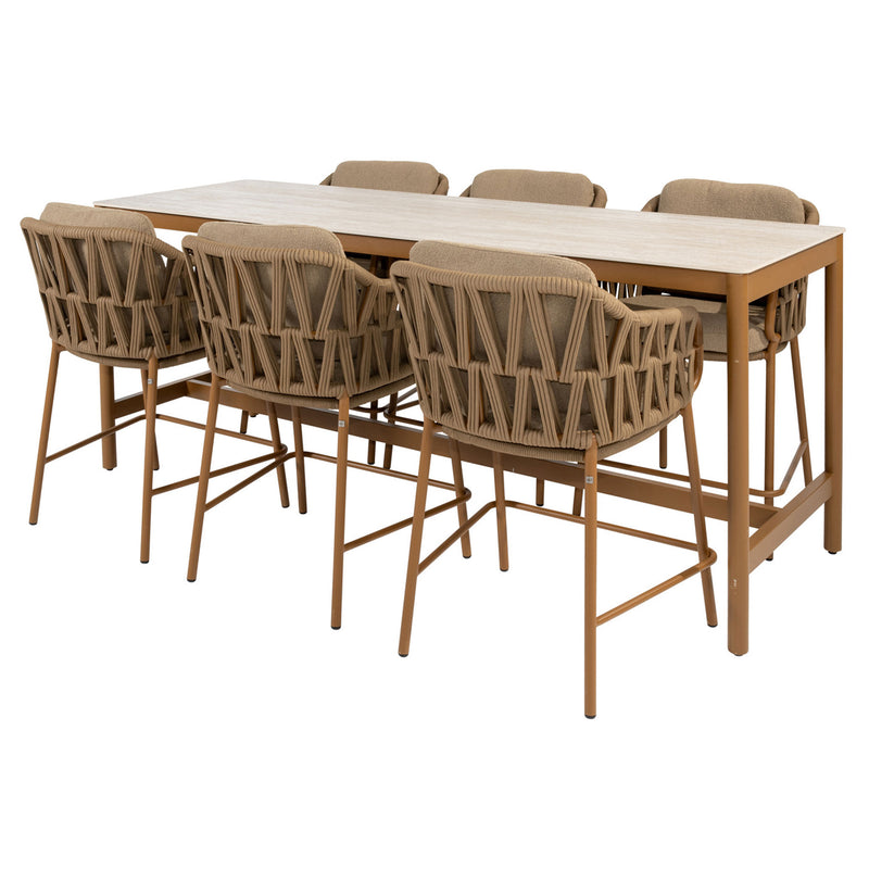 BIARRITZ Set mobilier terasă/grădină, 6 scaune și masă bar