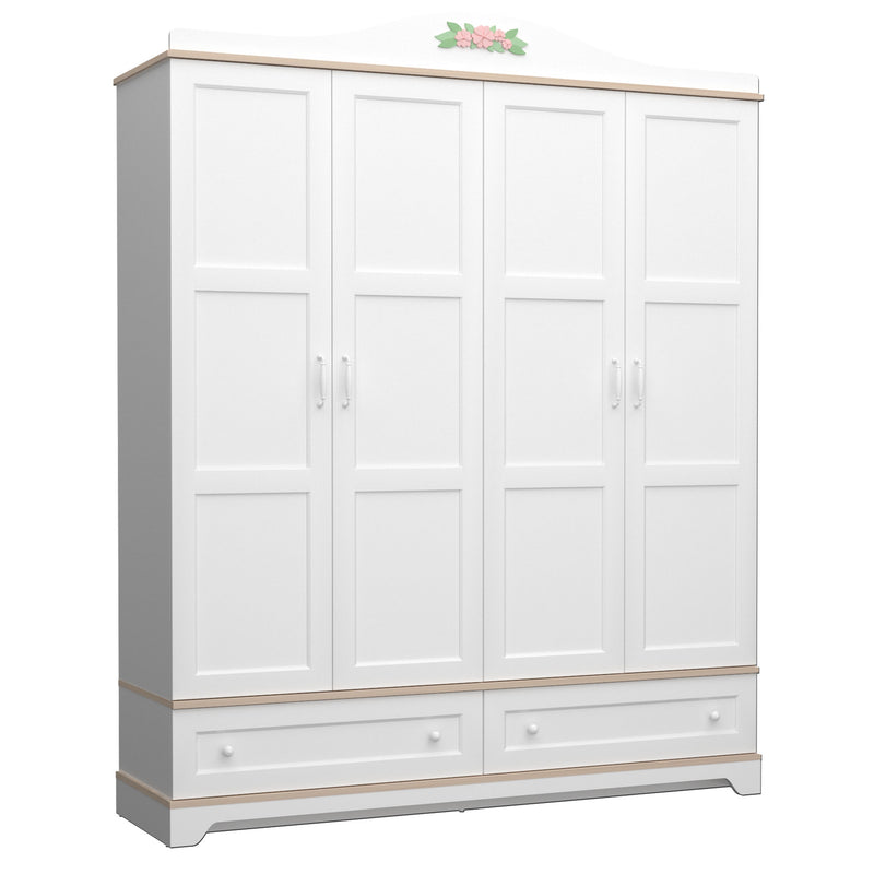 JASMINE Dulap copii, 4 uși, 2 sertare