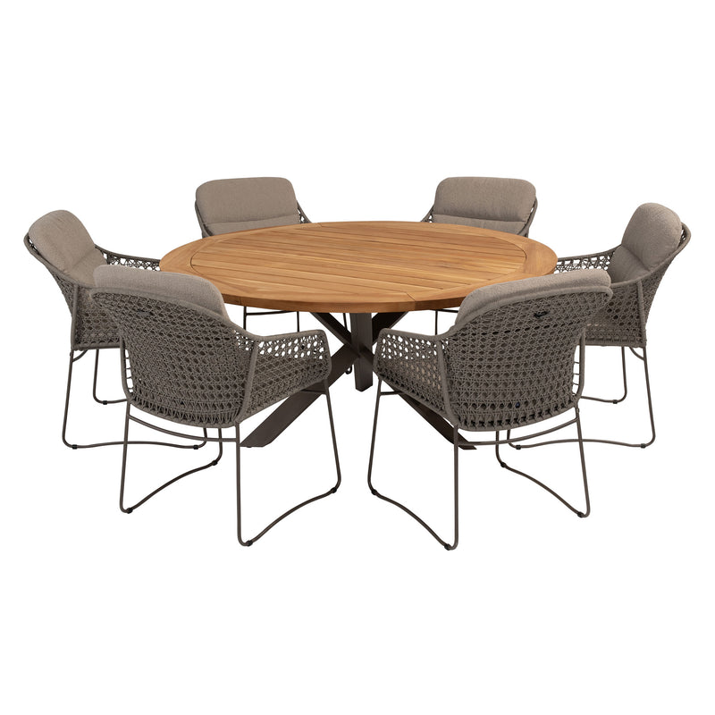 MORETTI Set mobilier terasă/grădină, 6 scaune și masă