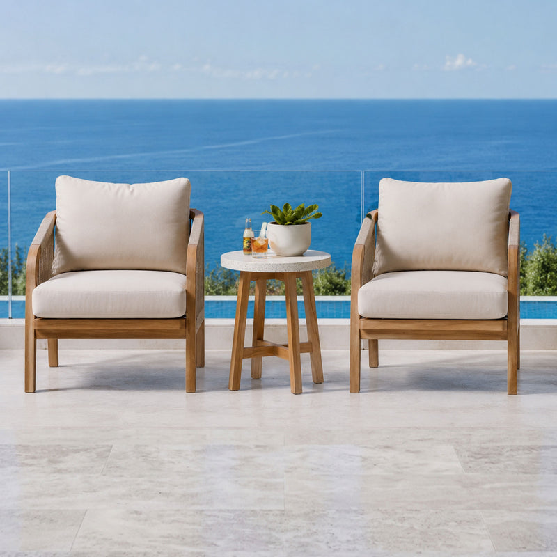 RIMINI/OLIVE Set mobilier terasă/grădină, 2 fotolii și măsuță