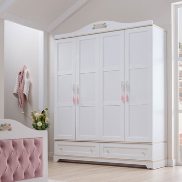 JASMINE Dulap copii, 4 uși, 2 sertare