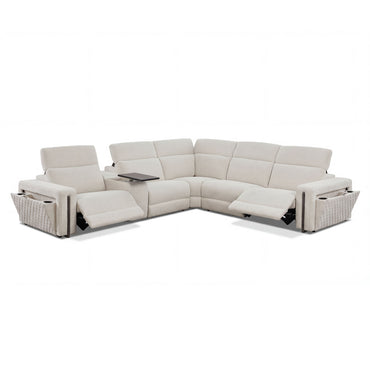DUNKLIN Ansamblu 2 reclinere electrice, mecanism tetiere, wireless charger, depozitare, boxă sunet, măsuță lucru, stofă