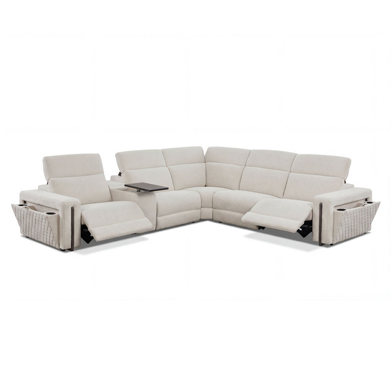 DUNKLIN Ansamblu 2 reclinere electrice, mecanism tetiere, wireless charger, depozitare, boxă sunet, măsuță lucru, stofă