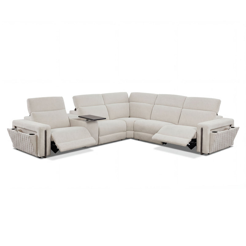 DUNKLIN Ansamblu 2 reclinere electrice, mecanism tetiere, wireless charger, depozitare, boxă sunet, măsuță lucru, stofă
