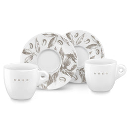 SMEG Set 2 cești și farfurioare cappuccino, porțelan, 220ml