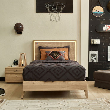 ORVILLE Pat copii, 120x200cm, somieră și LED-uri incluse