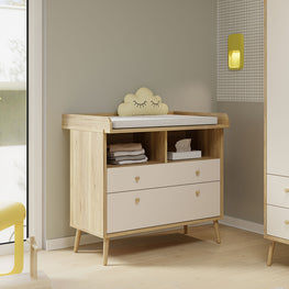 ANYA Comodă copii, 2 sertare, nișă și suport de înfășat