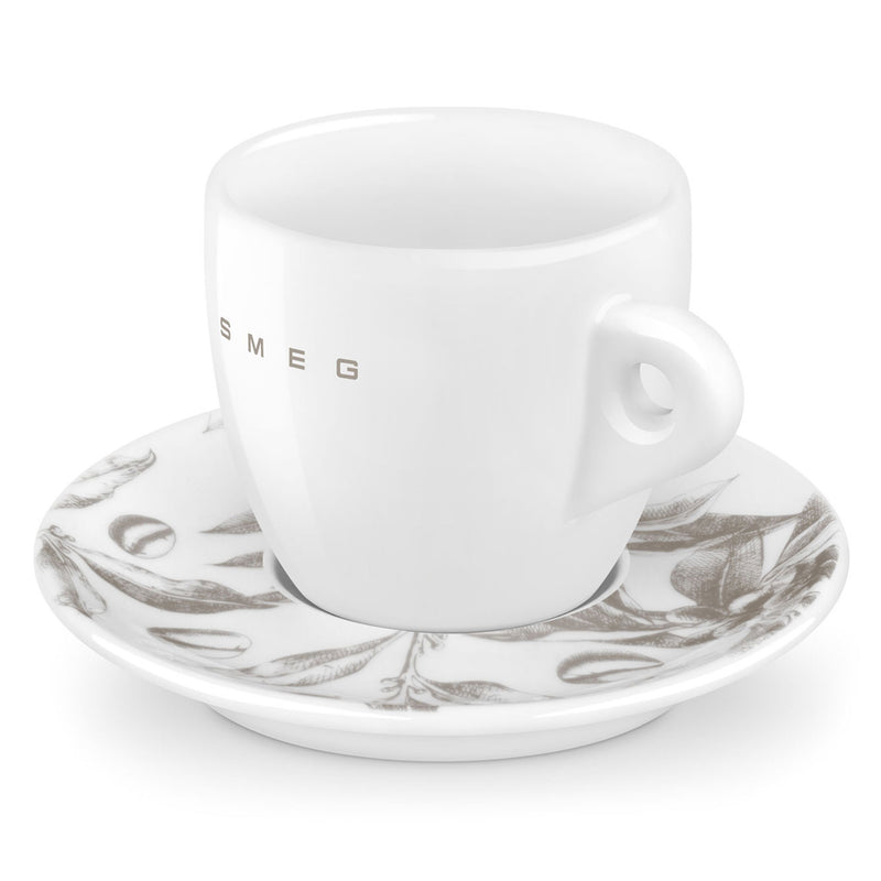 SMEG Set 2 cești și farfurioare cappuccino, porțelan, 220ml