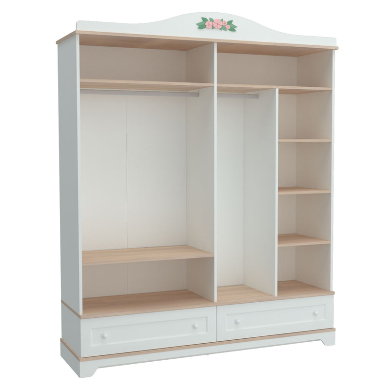 JASMINE Dulap copii, 4 uși, 2 sertare